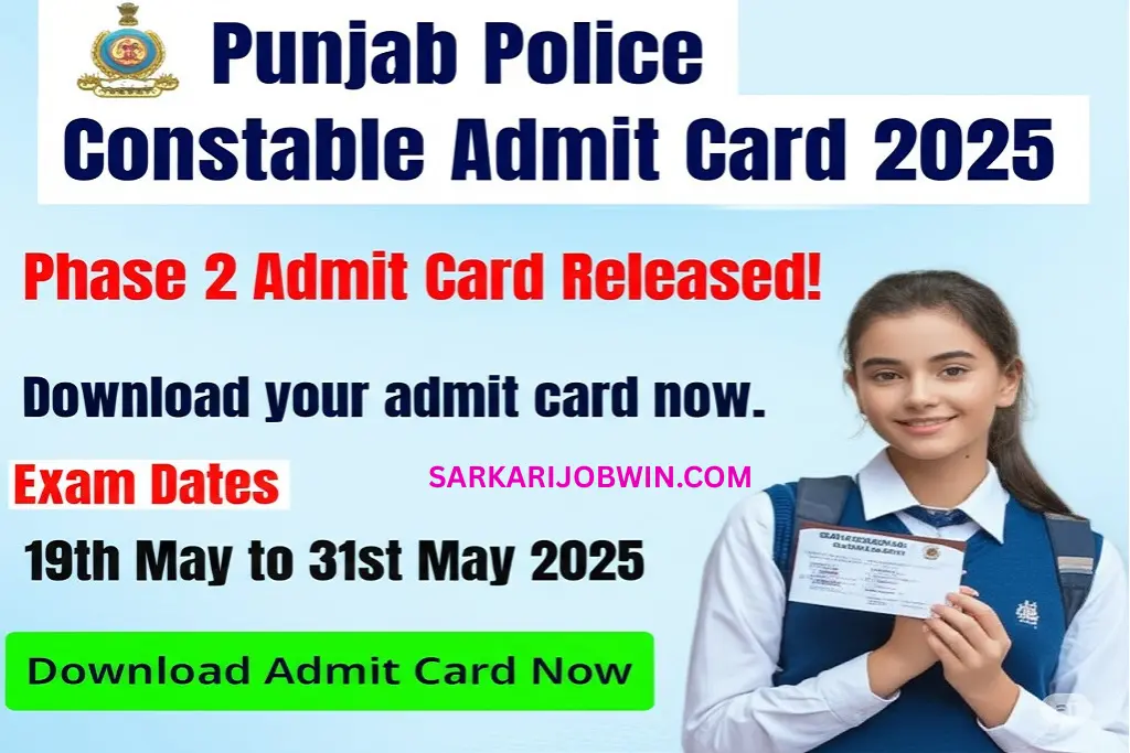Punjab Police Constable Admit Card 2025 for Phase 2 OUT, punjanpolice.gov.in; Direct PDF Download Link 1 Punjab Police Constable Admit Card 2025 for Phase 2